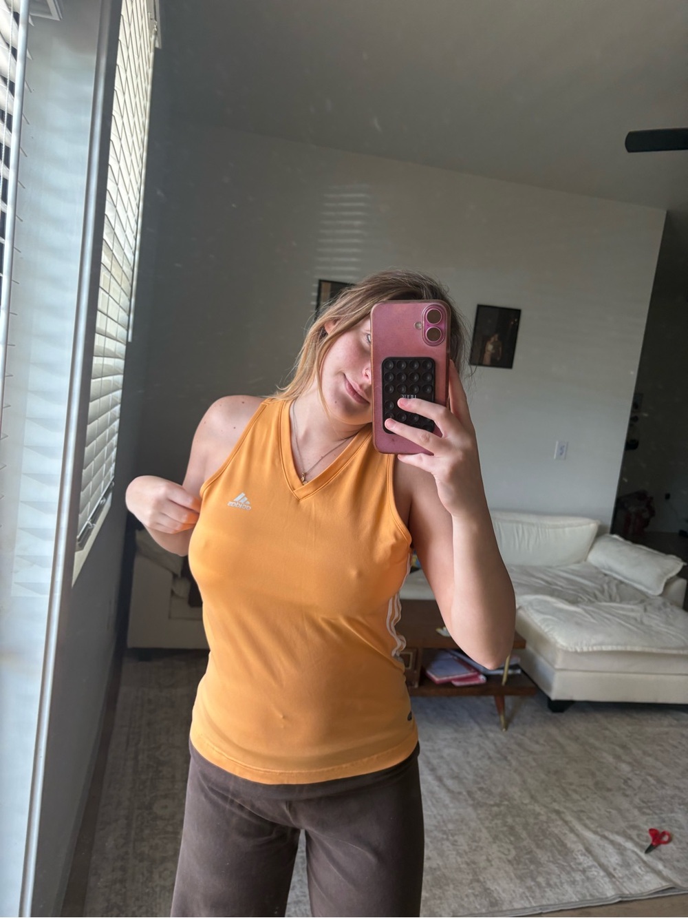 adidas Women’s V-Neck Athletic Tank Top - Mustard
